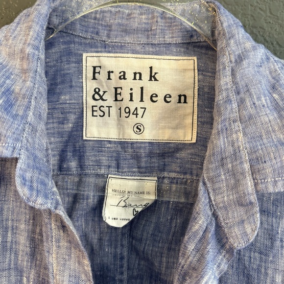 FRANK & EILEEN • Barry linen button down shirt • small blue - Picture 2 of 5